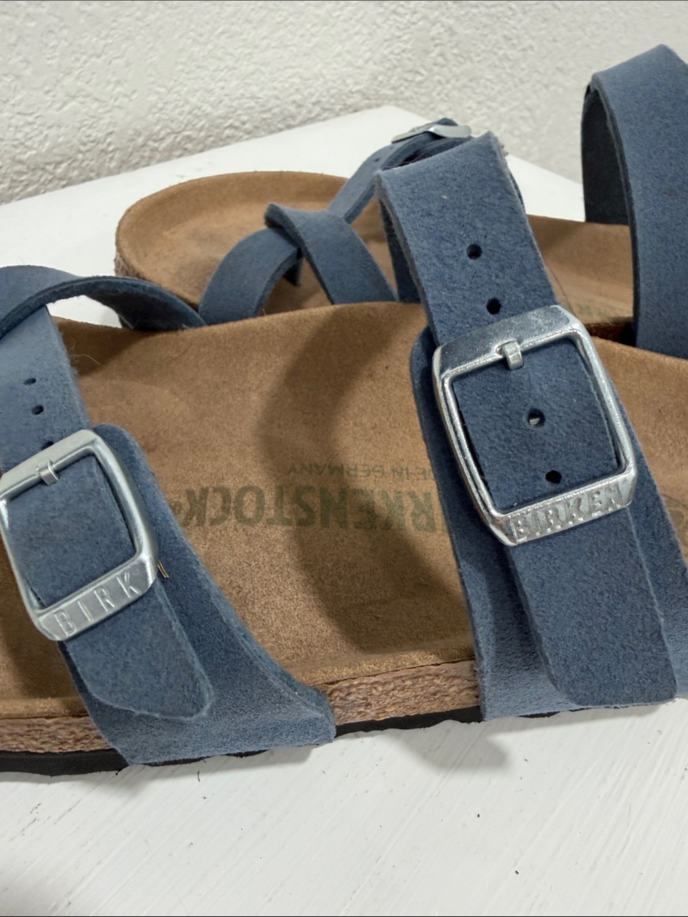 Birkenstock 7/37 Women’s Elemental Blue Two-Strap Adjustable Sandals - Picture 9 of 10